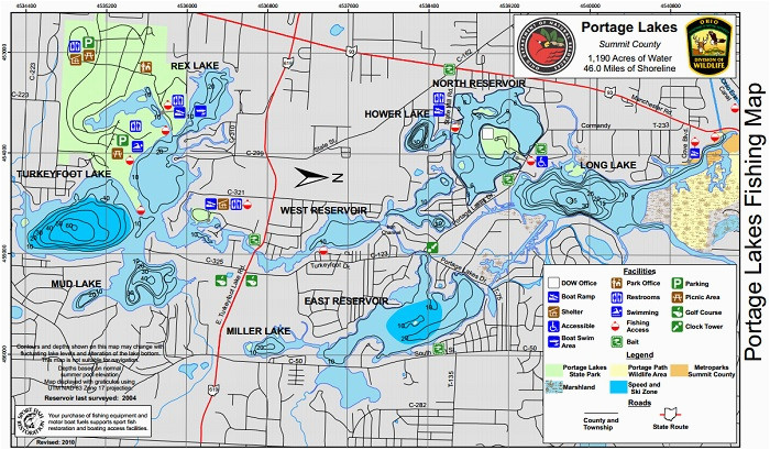 Map Of Ohio Lakes Portage Lakes