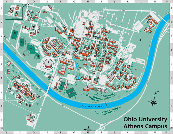 Map Of Ohio Universities Ohio University S athens Campus Map