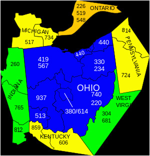 Map Of Ohio with Zip Codes area Codes 234 and 330 Wikipedia