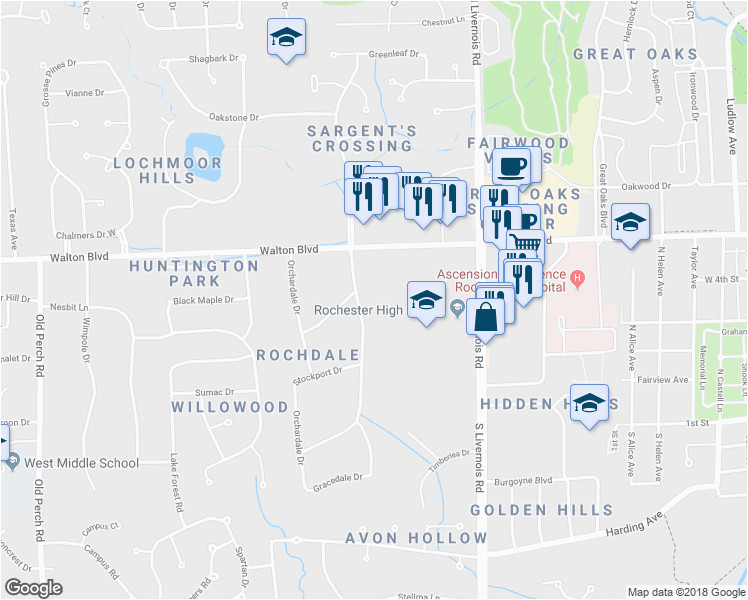 Map Of Rochester Hills Michigan 123 Rochdale Drive south Rochester Hills Mi Walk Score