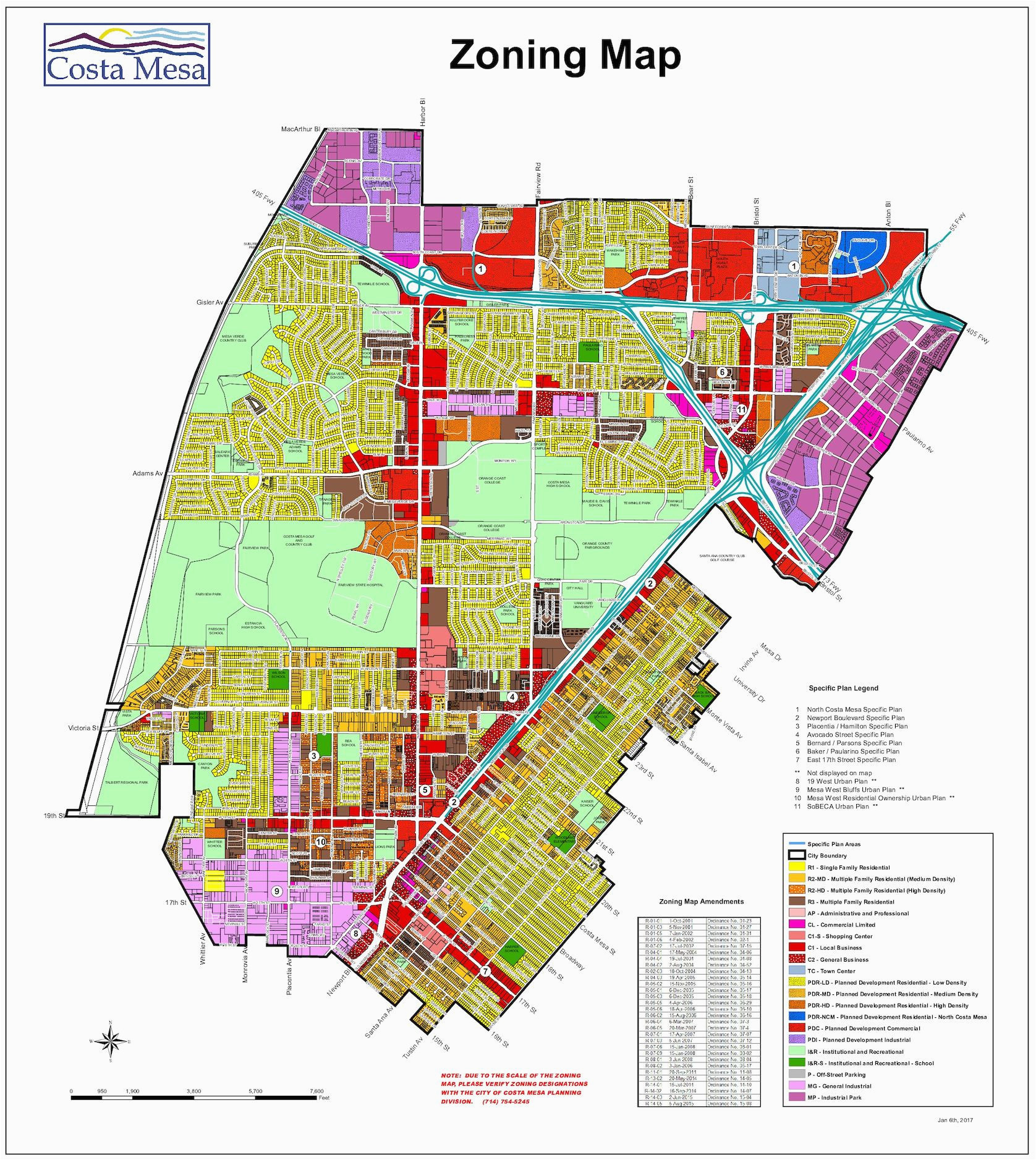 Zoning plan. Costa Mesa Park. Mesa City. Dk altas Map.