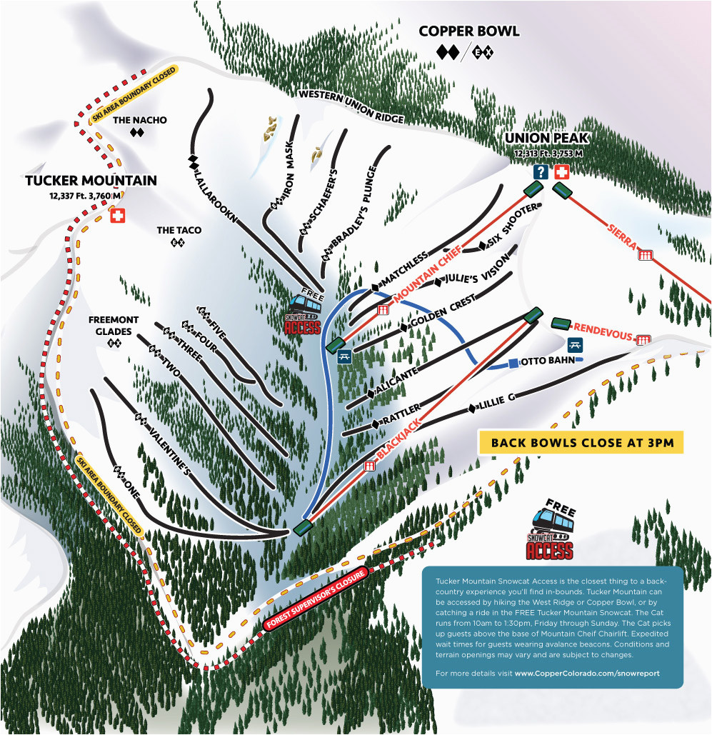Map Of Ski Resorts In Colorado Copper Winter Trail Map