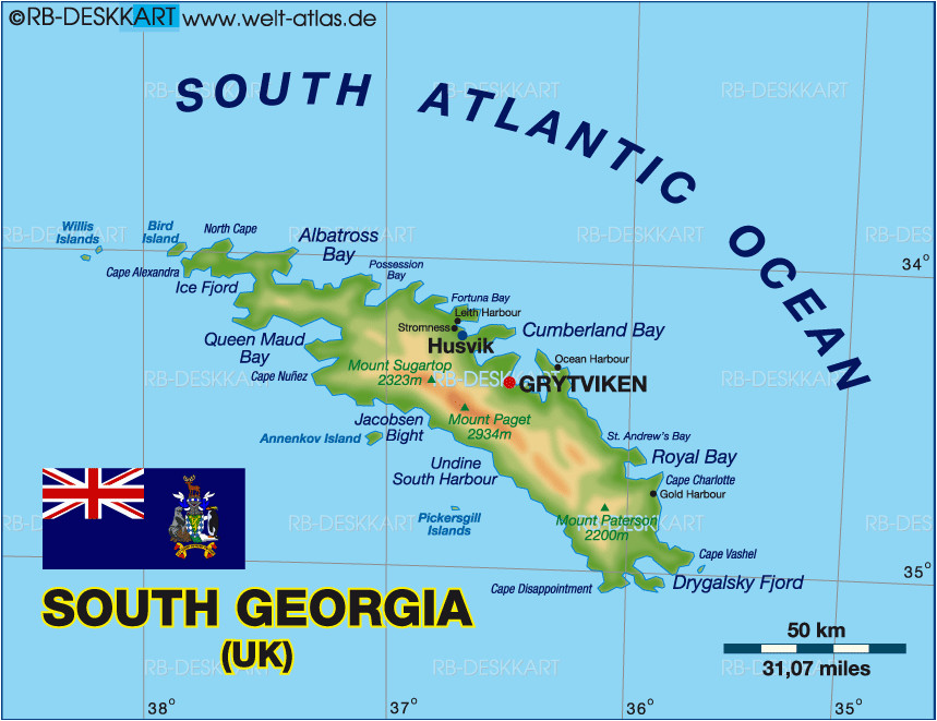 Map Of south Georgia island Map Of south Georgia island In United Kingdom Welt atlas De