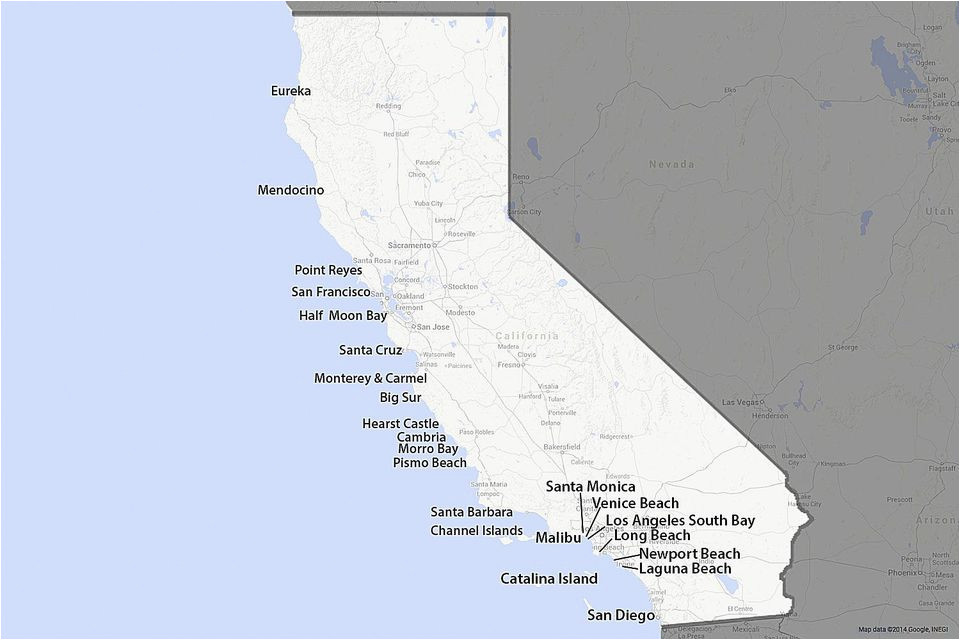 Map Of southern California Coastline Map Of the California Coast 1 100 Glorious Miles