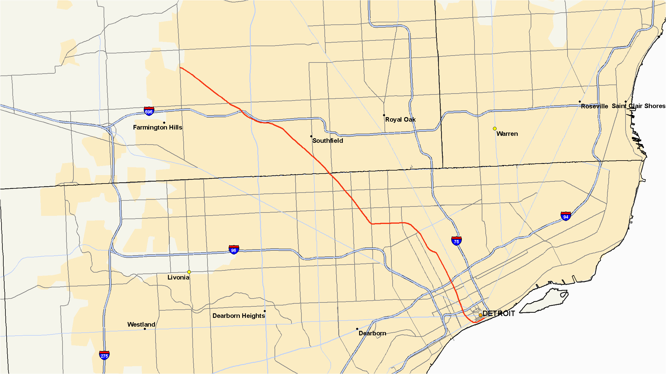 Map Of southwestern Michigan M 10 Michigan Highway Wikipedia