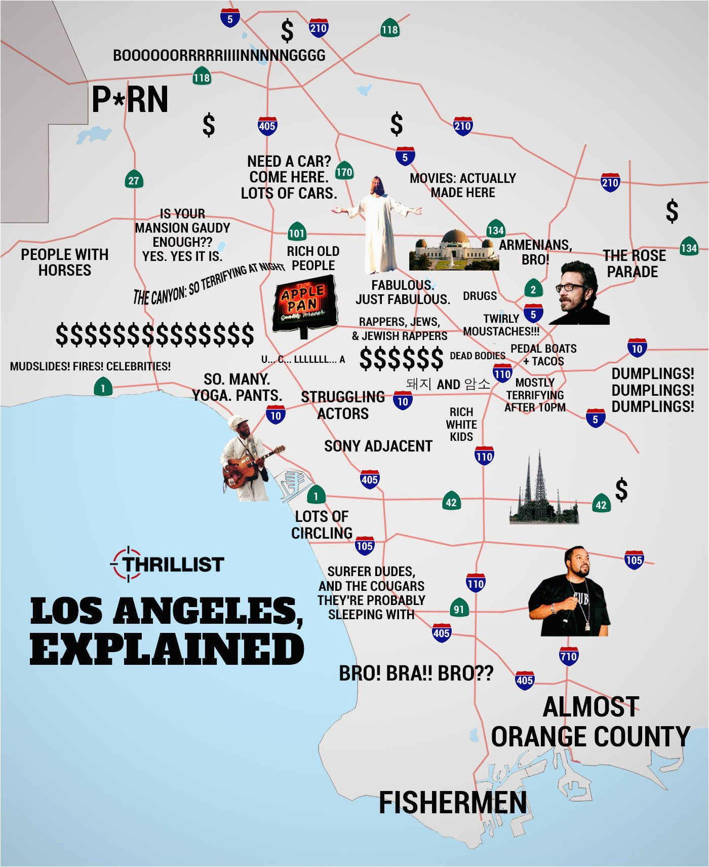 Mcfarland California Map the Overly Truthful Map Of La Los Angeles then and now secretmuseum