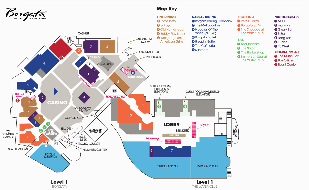 Michigan Casinos Map Property Map Borgata Hotel Casino Spa