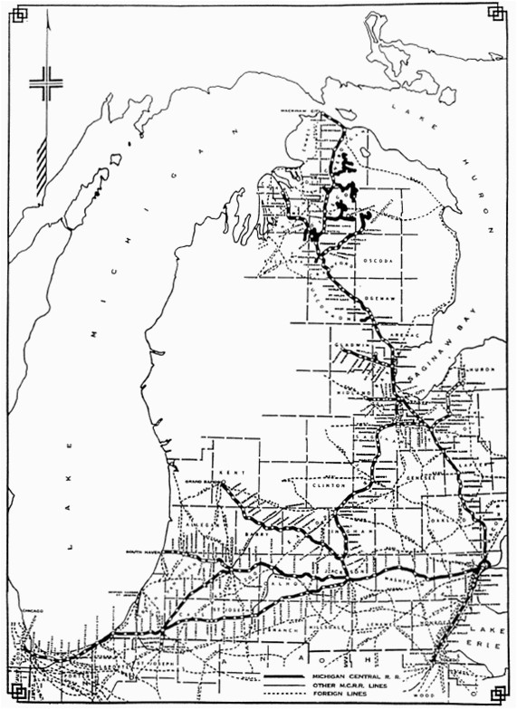 Michigan Central Railroad Map Map Of Michigan Central Railroad Lines 1916 Michigan In 2019