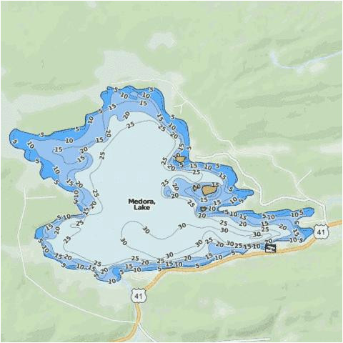 Michigan Lake Depth Maps Medora Lake Fishing Map Us Mi 42 86 Nautical Charts App