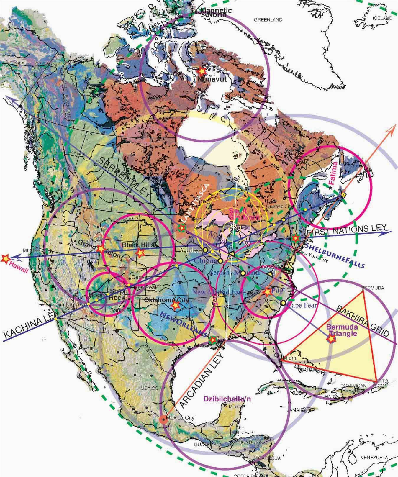 Michigan Ley Lines Map Magnetic Ley Lines In America Geology Patterns north America