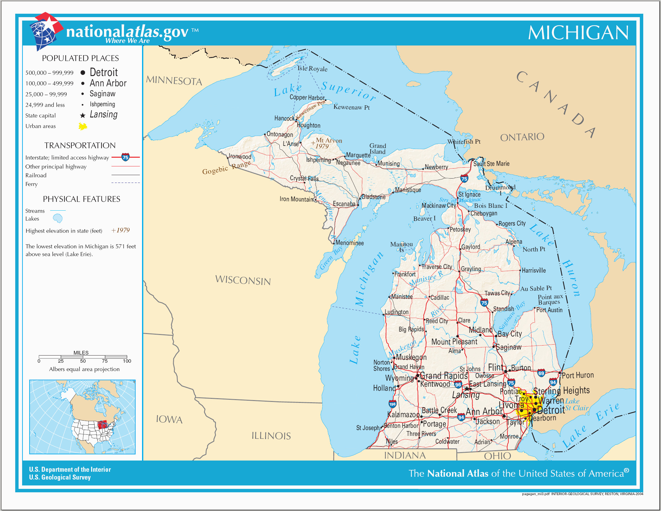 Michigan On Map Of Usa File Map Of Michigan Na Png Wikimedia Commons