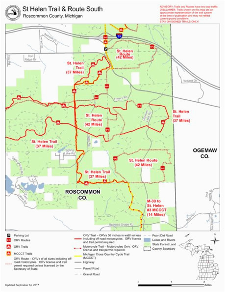 Michigan orv Trail Map St Helen orv All Cycle Conservation Club Of Michigan Avenza Maps