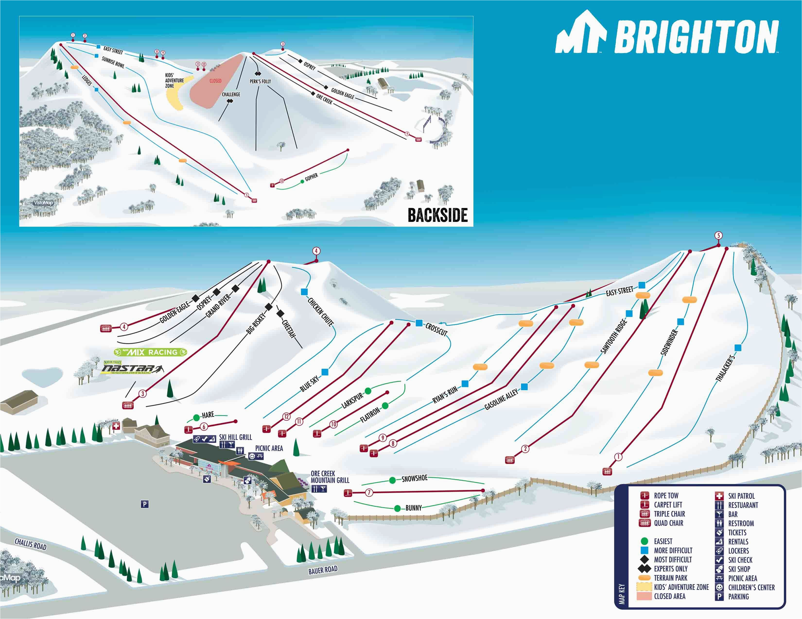 Michigan Ski Resort Map Mt Brighton Trail Map Onthesnow