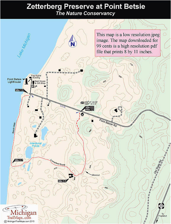 Michigan township and Range Map Zetterberg Preserve at Point Betsie