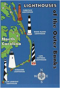 North Carolina Lighthouses Map Outer Banks Lighthouses State Map Cape Hatteras north Carolina 5