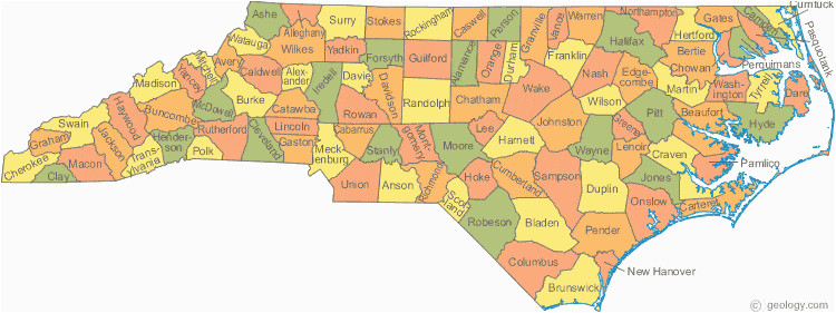 North Carolina Map by Counties Map Of north Carolina