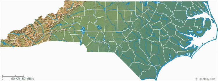 North Carolina Physical Map Map Of north Carolina