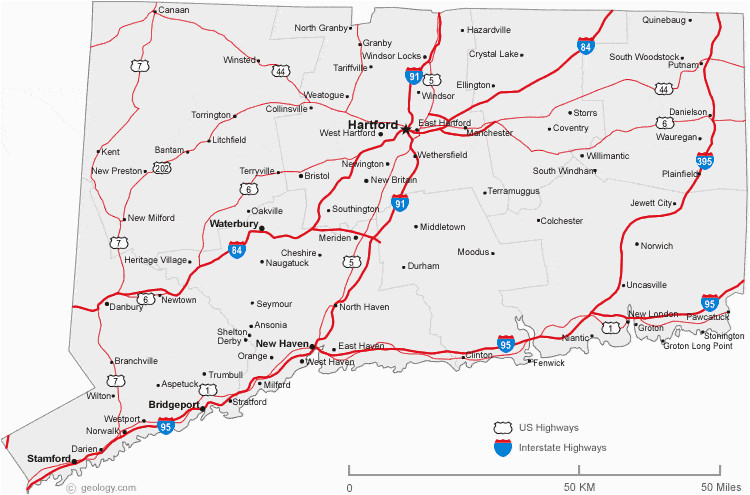 Northern Ohio Map Of Cities Map Of Connecticut Cities Connecticut Road Map