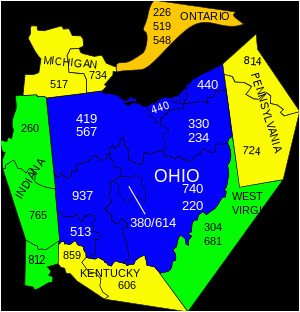 Ohio area Code Map area Codes 234 and 330 Wikipedia