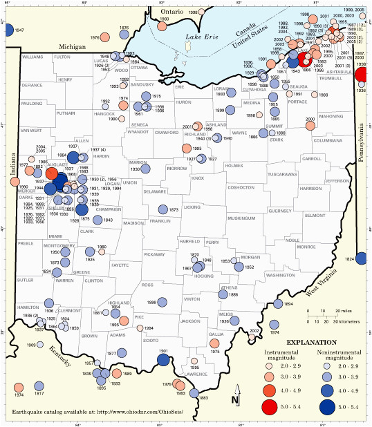 Ohio Earthquake Map Scott Sabol S World Of Weather Cleveland Earthquake History F A Q