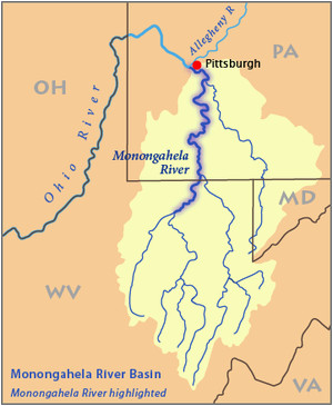 Ohio River Watershed Map Monongahela River Wikipedia