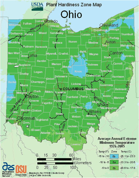 Ohio School District Map Map Of Usda Hardiness Zones for Ohio