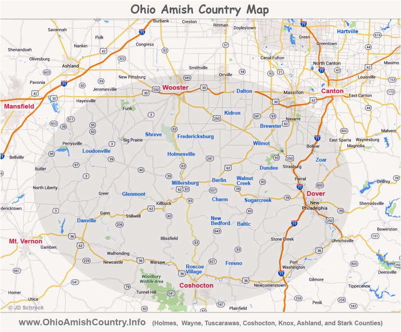 Ohio tourism Map Ohio Amish Country area Map Information