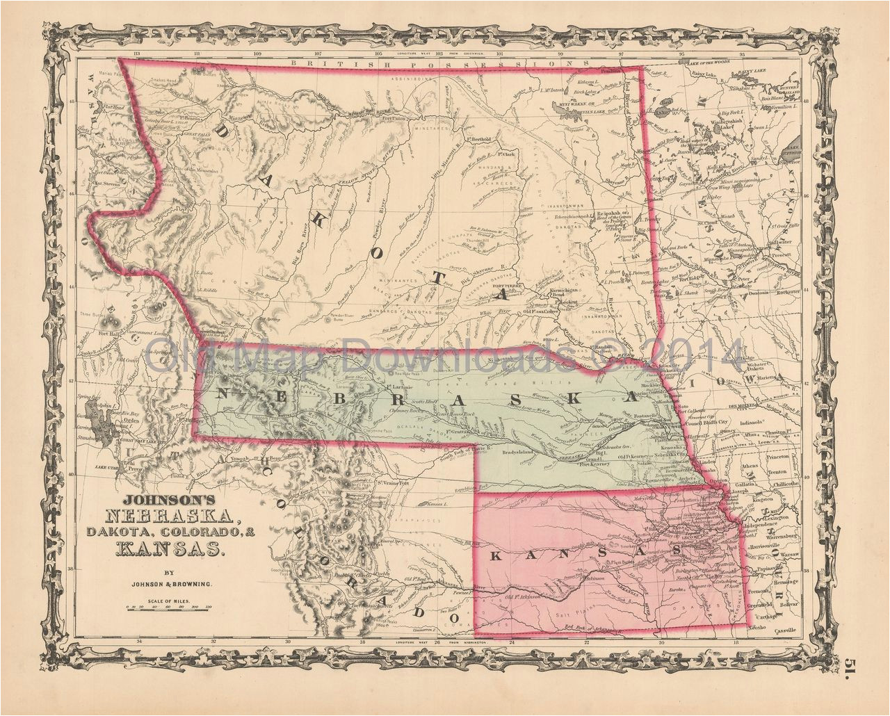 Old Maps Of Colorado Digital Map Unique Colorado Kansas Old Map Johnson 1861 Digital