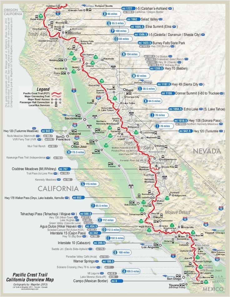 Pacific Crest Trail Map northern California Pct Trail Map Luxury Map Reference Map Pacific Crest Trail In