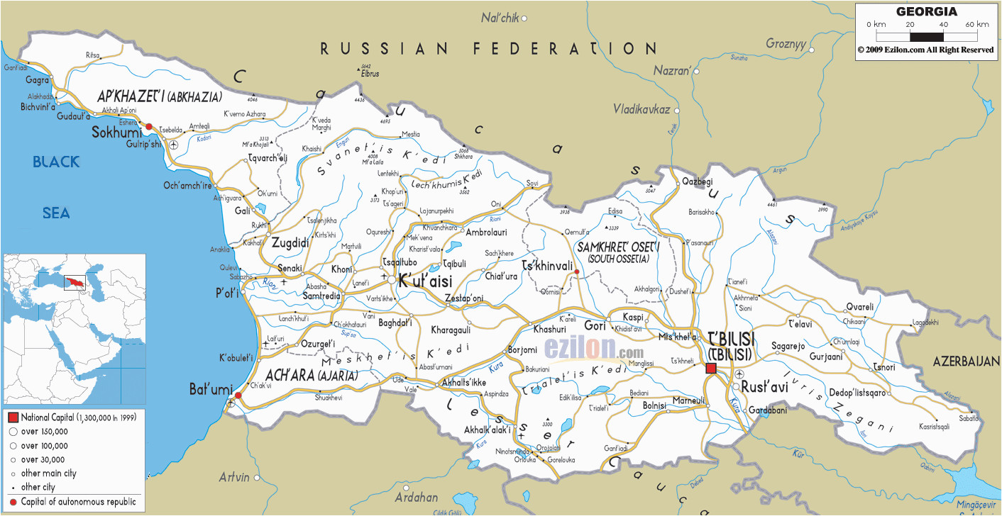 Political Map Of Georgia Country Detailed Clear Large Road Map Of Georgia Ezilon Maps