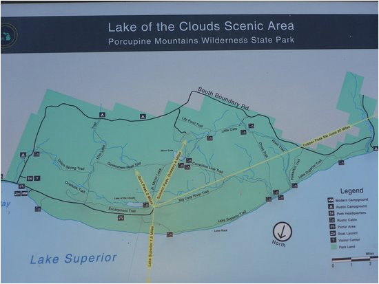 Porcupine Mountains Michigan Map area Map Of Hikes Picture Of Porcupine Mountains Wilderness State