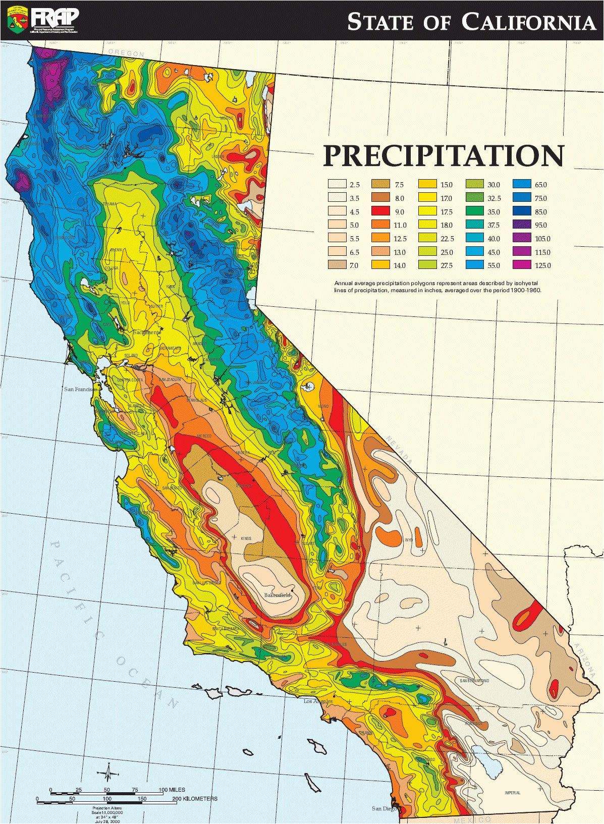 Precipitation Map California California State Map Pictures Best Of California Average Annual