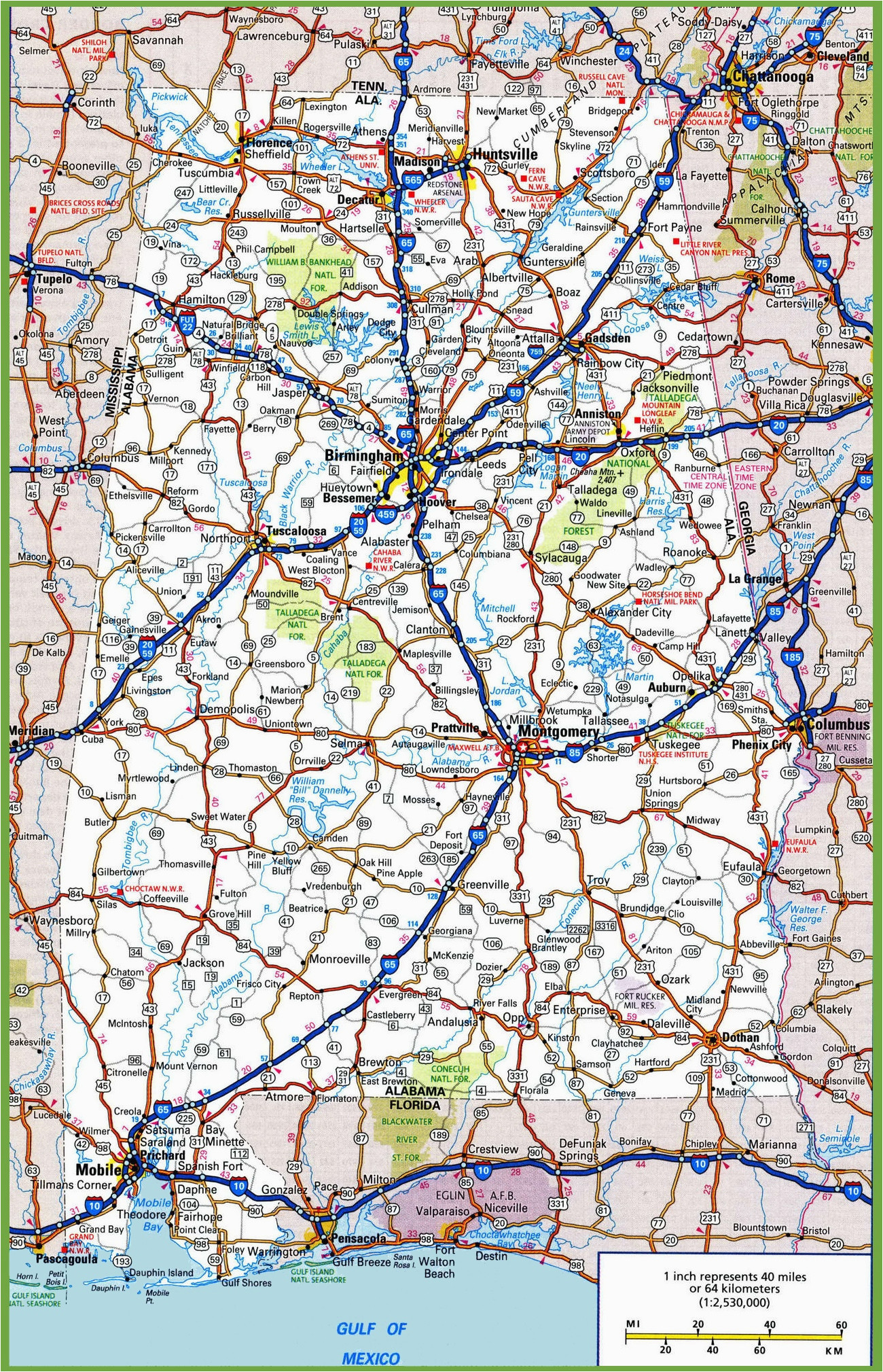 Road Map Of Alabama and Georgia Alabama Road Map