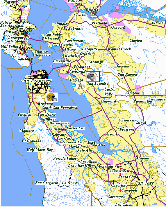 San Francisco On A Map Of California Map Of San Francisco California Bay area