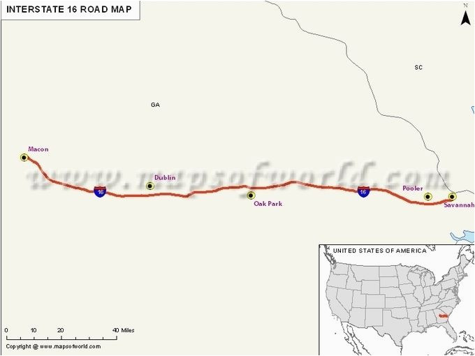 Savanna Georgia Map Santa Monica Map Unique Interstate 16 I 16 Map Usa Macon Georgia to