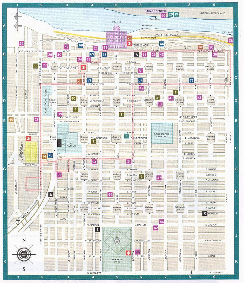 Savannah Georgia Historic District Map Savannah Ga Downtown Historic District Map Savannah Georgia Oh