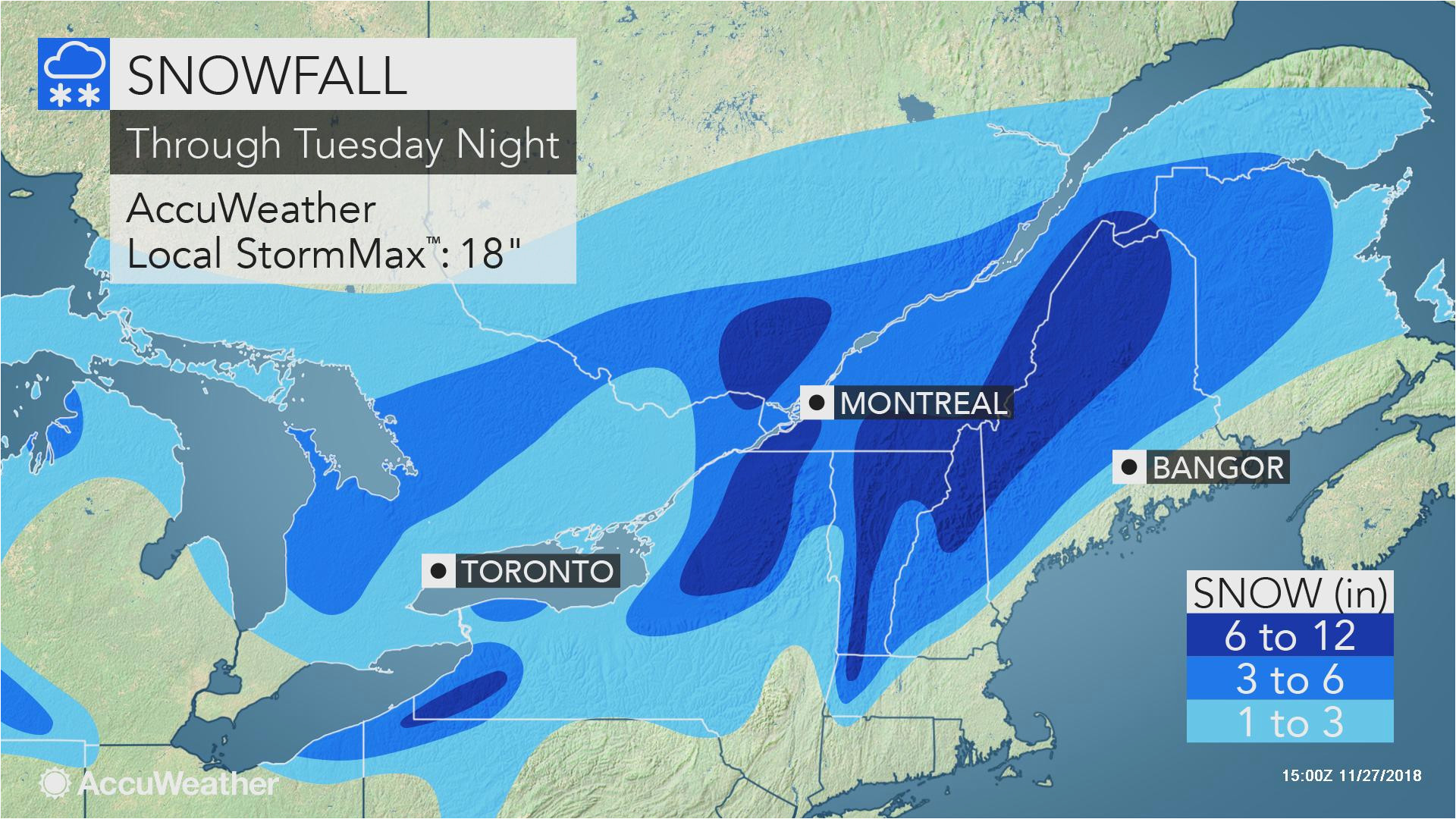 Snow Map Michigan nor Easter to Lash northern New England with Coastal Rain and Heavy