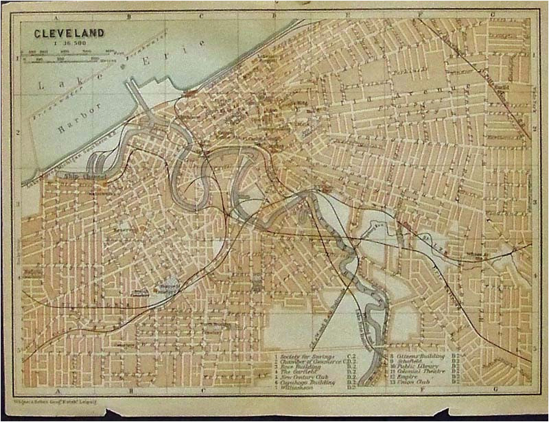 Street Map Of Cleveland Ohio Prints Old Rare Cleveland Ohio Antique Maps Prints