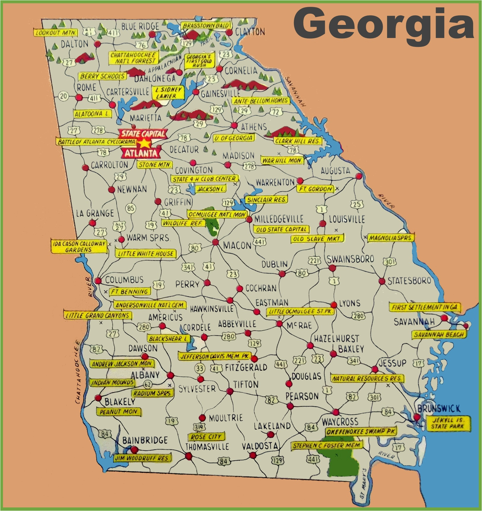 Us Map Savannah Georgia Georgia State Maps Usa Maps Of Georgia Ga