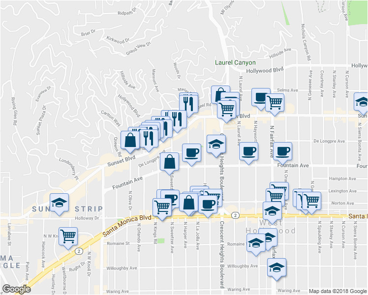 West Hollywood California Map 8207 De Longpre Avenue West Hollywood Ca Walk Score