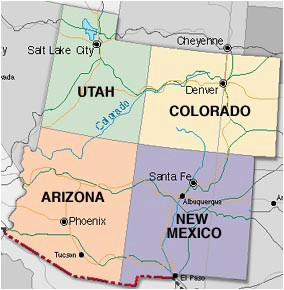 4 Corners Colorado Map Four Corners