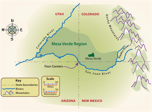 4 Corners Colorado Map Introduction Pueblo Indian History for Kids