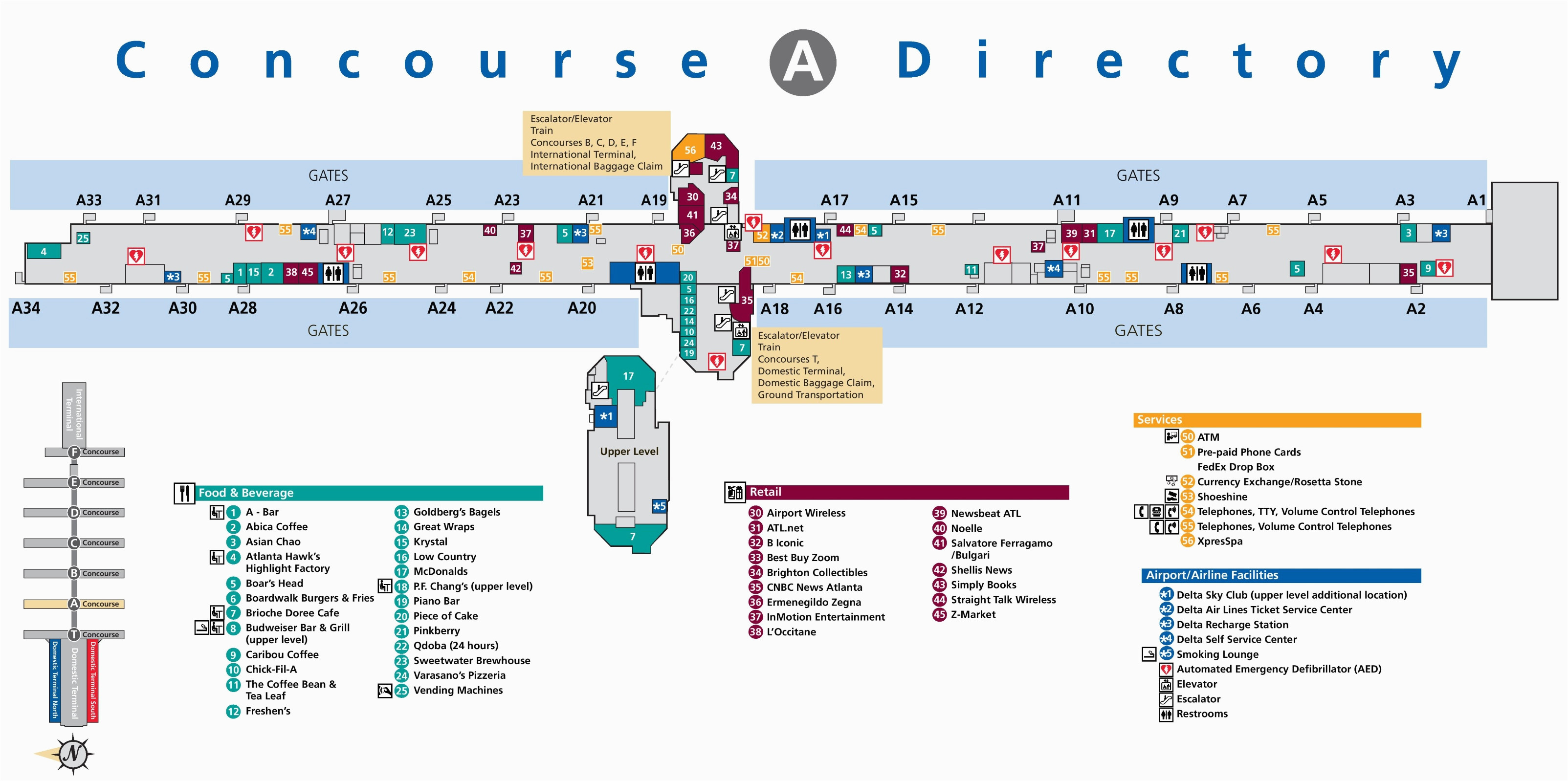 Airport In atlanta Georgia Map atlanta Airport Terminal A Map