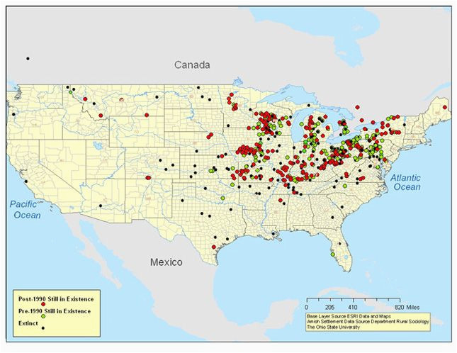 Amish Ohio Map Amish Settlements Through Time Map Of All Existing and Extinct