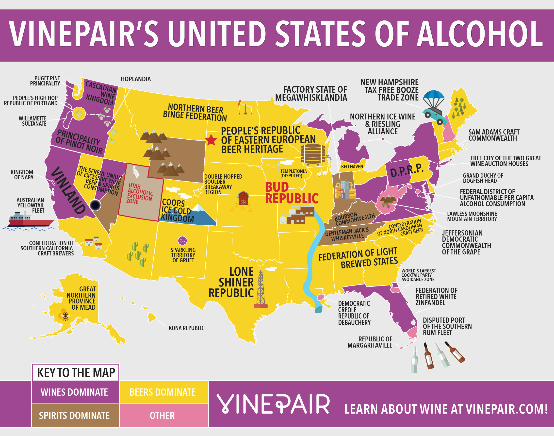 California Breweries Map Map the United States Of Alcohol Infographics Alcohol Drinks Wine