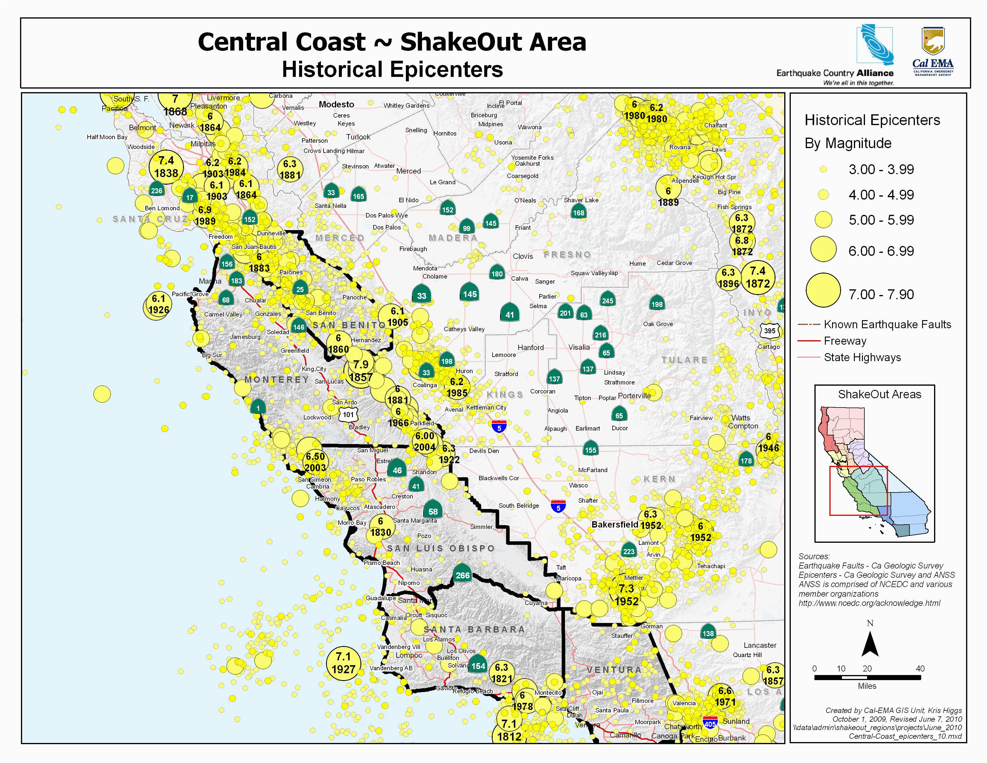 California Seismic Zone Map California Earthquake History Map New Earthquake Hazard Map Epic