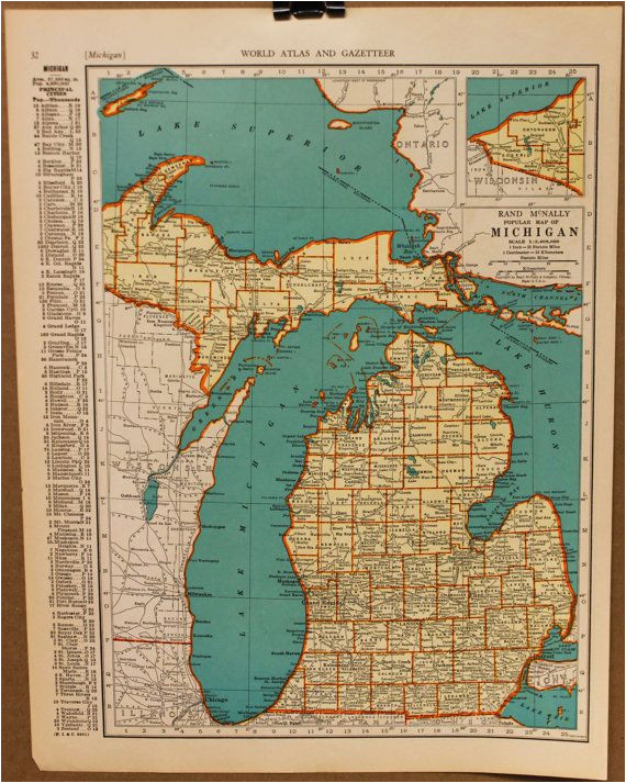 Centerline Michigan Map Rare Antique Detroit Michigan Map 1920 Vintage Collectible Map