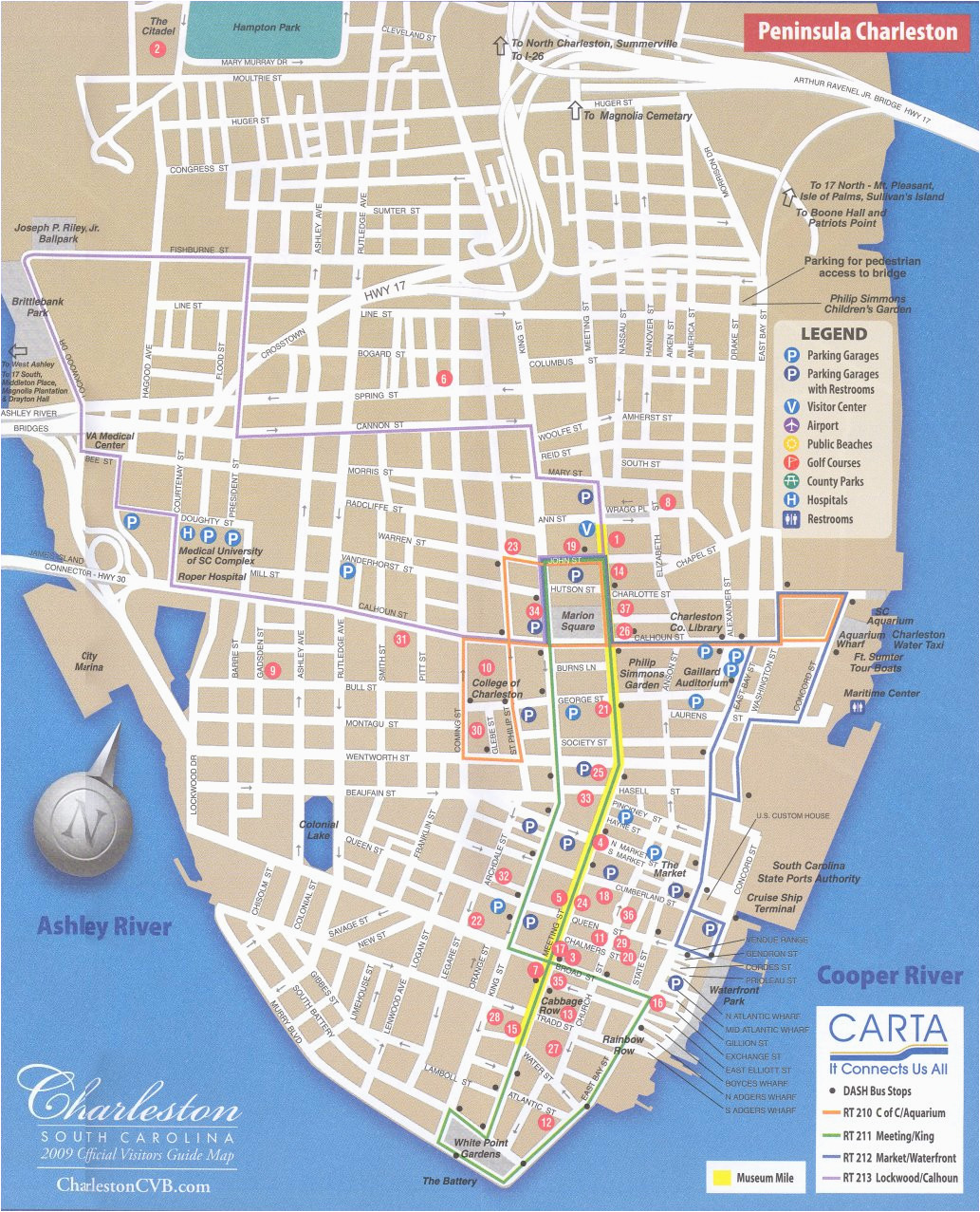 Charleston north Carolina Map Map Of Downtown Charleston