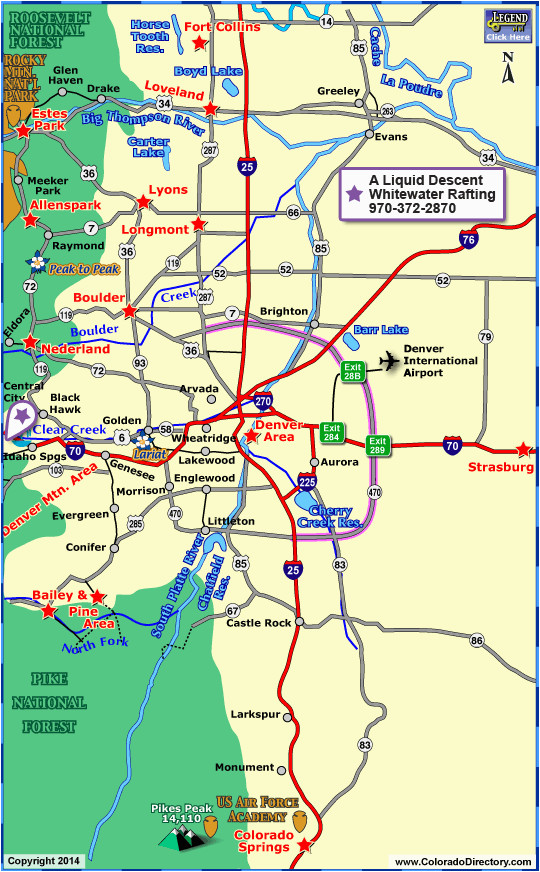 Colorado Universities Map towns within One Hour Drive Of Denver area Colorado Vacation Directory