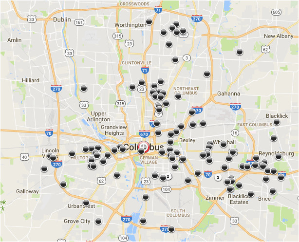 Downtown Columbus Ohio Map Here is A Map Of All Homicides that Happened In 2016 source In